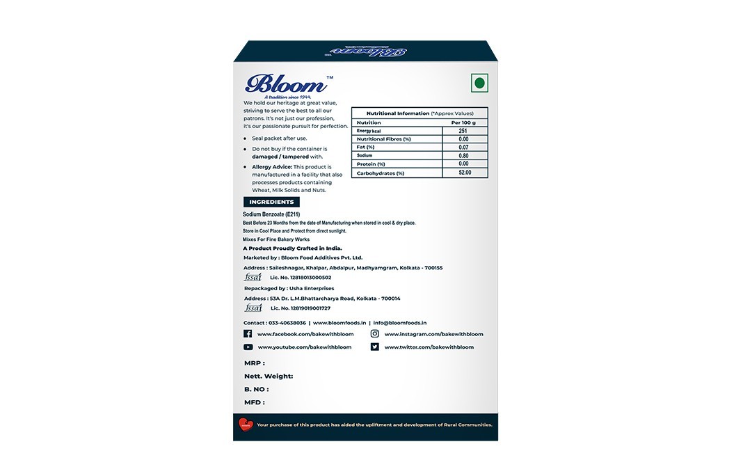 Bloom Sodium Benzoate    Box  50 grams